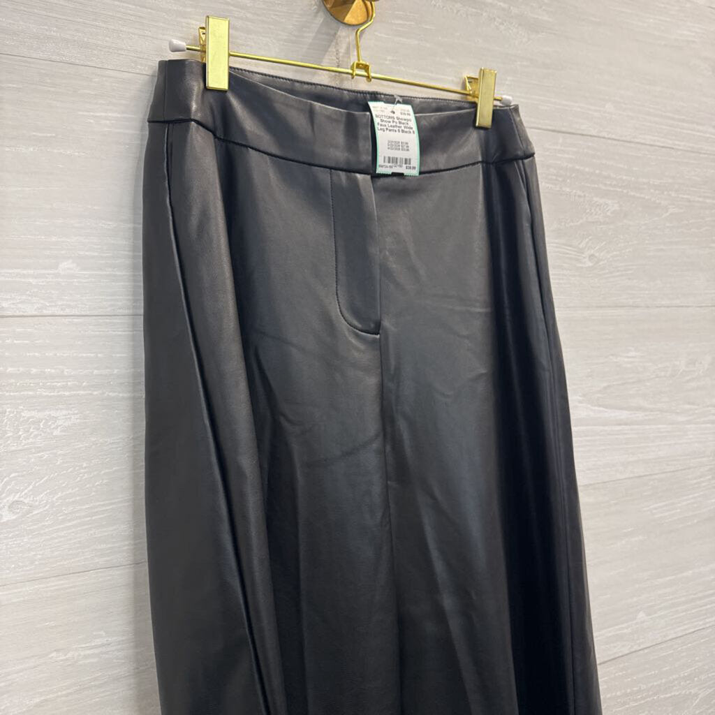 Show Po Black Faux Leather Wide Leg Pants 8