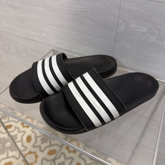 Adidas Black/ White Adilette Comfort Slides 8