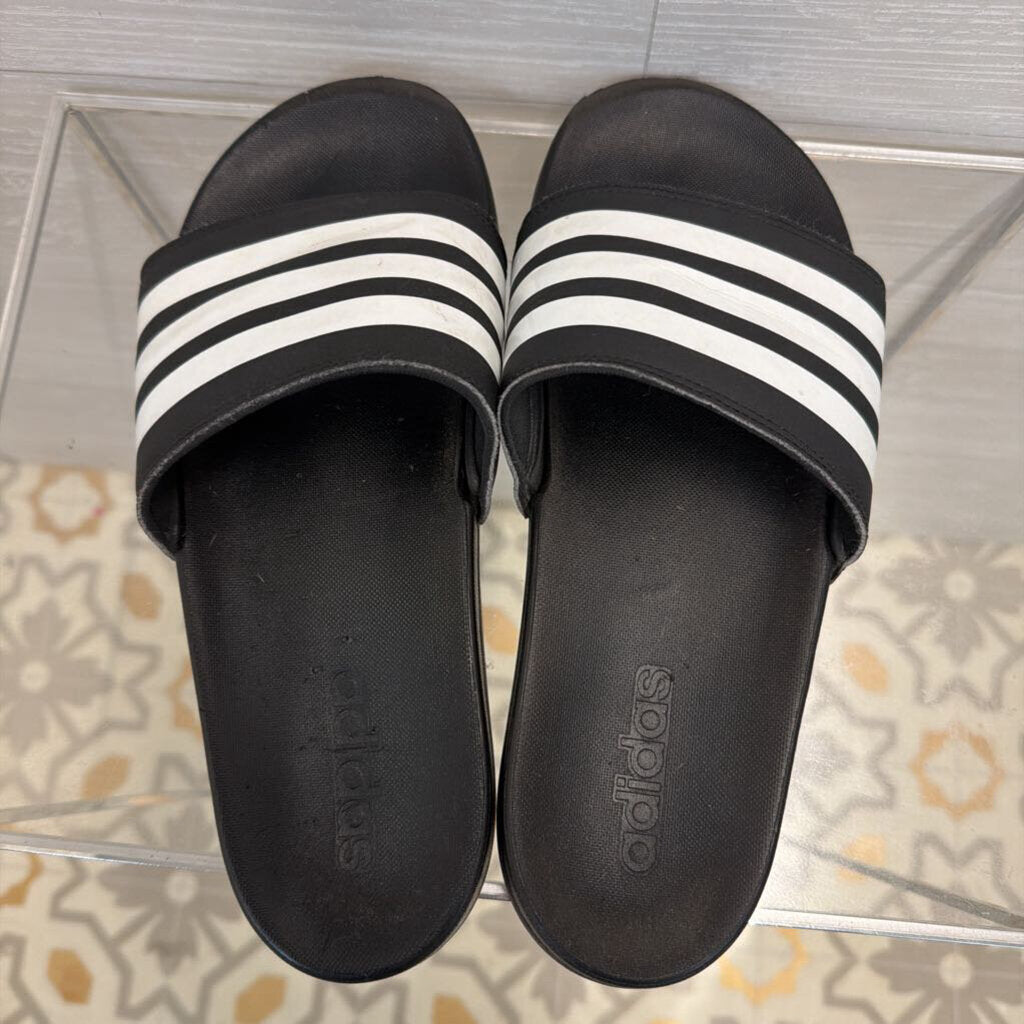 Adidas Black/ White Adilette Comfort Slides 8