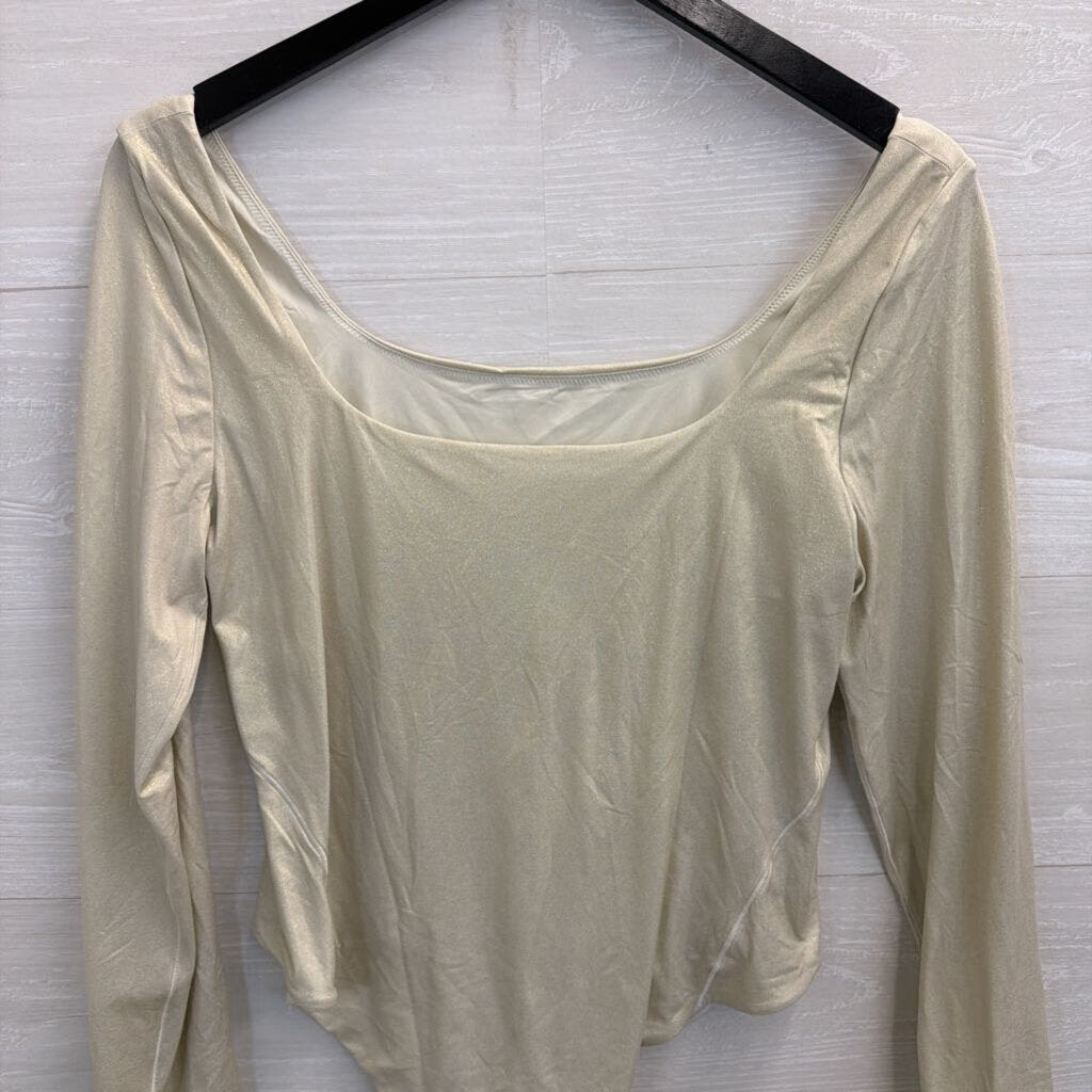 Lululemon Gold Shimmer Long Sleeve Nulu Bodysuit Extra Large