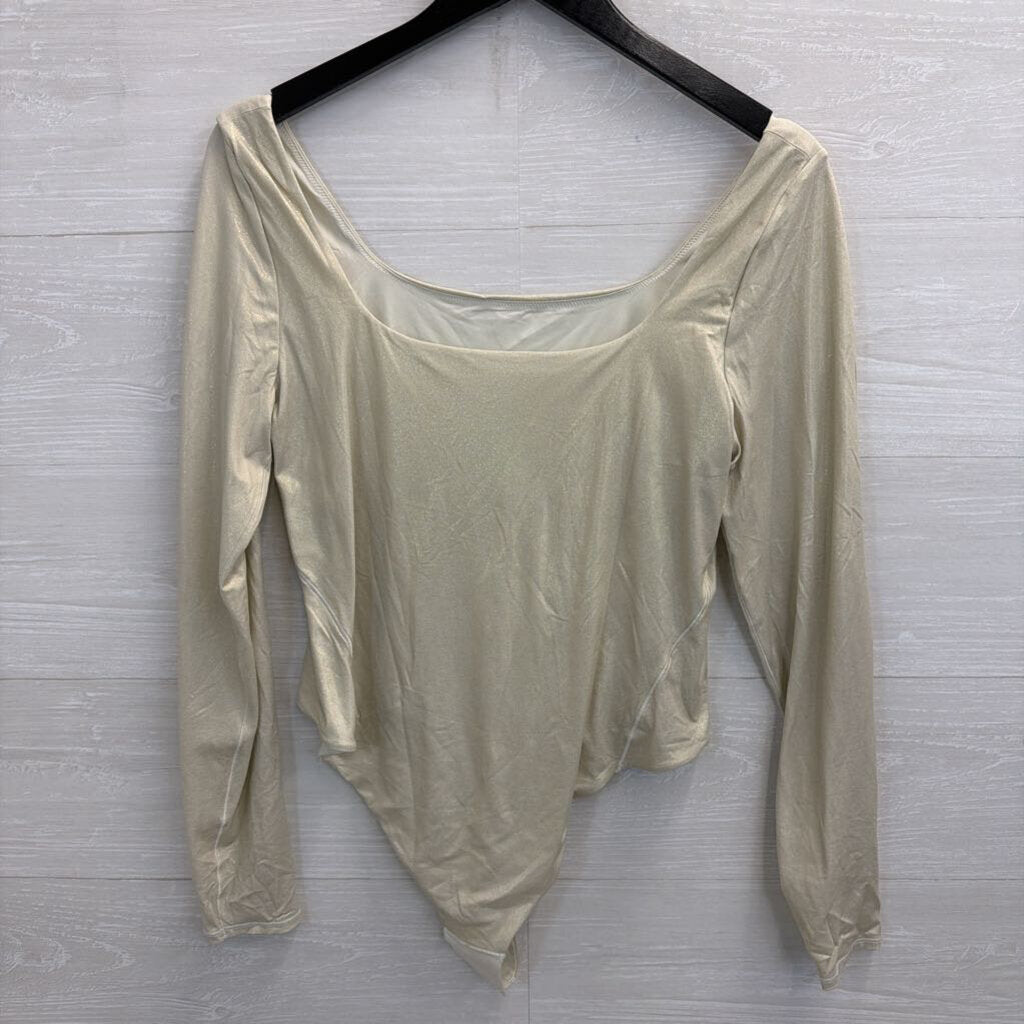 Lululemon Gold Shimmer Long Sleeve Nulu Bodysuit Extra Large