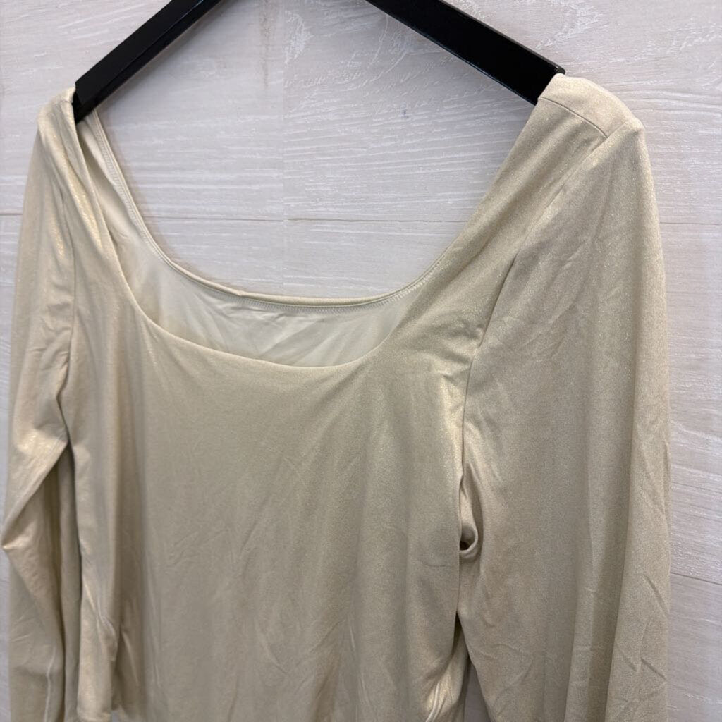 Lululemon Gold Shimmer Long Sleeve Nulu Bodysuit Extra Large