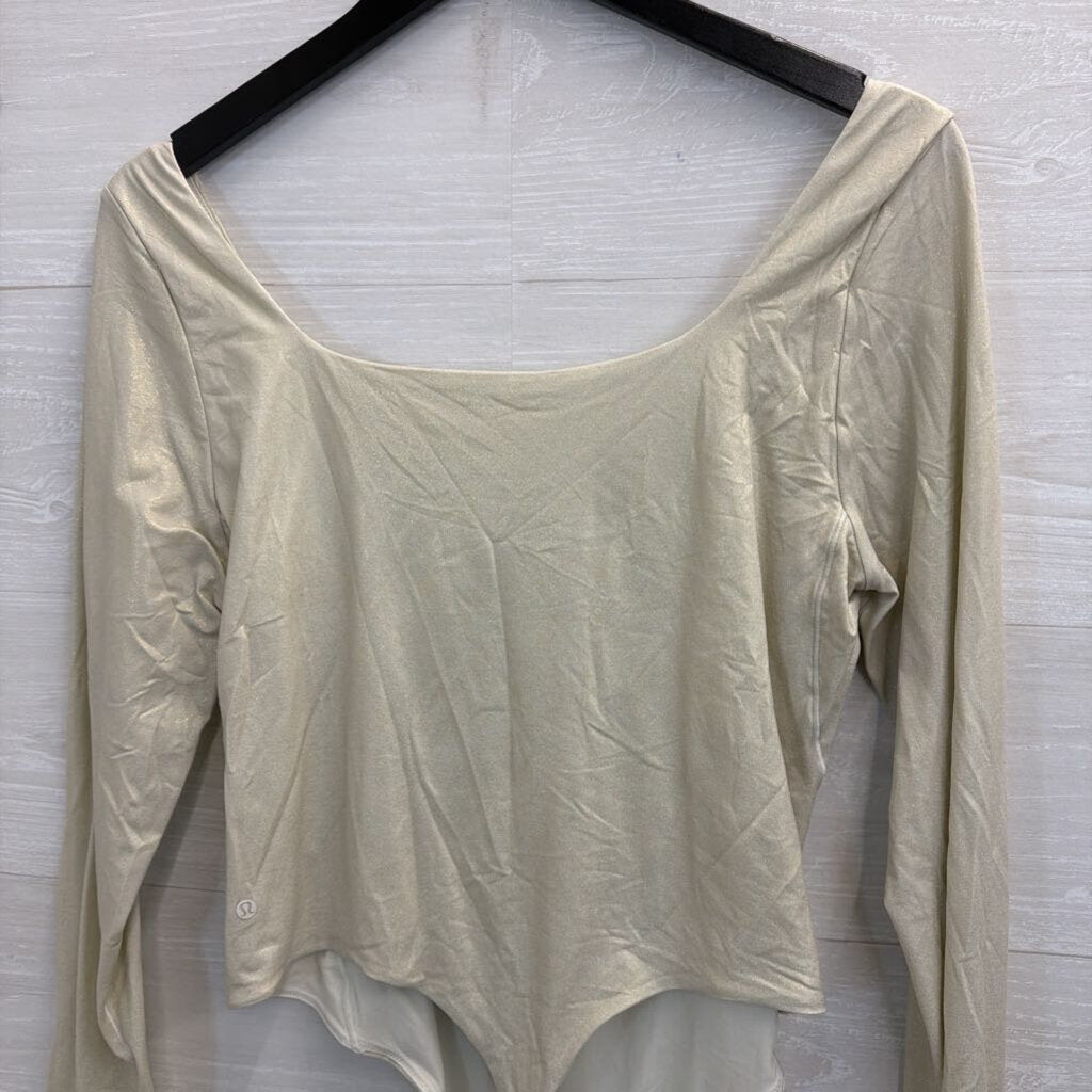 Lululemon Gold Shimmer Long Sleeve Nulu Bodysuit Extra Large