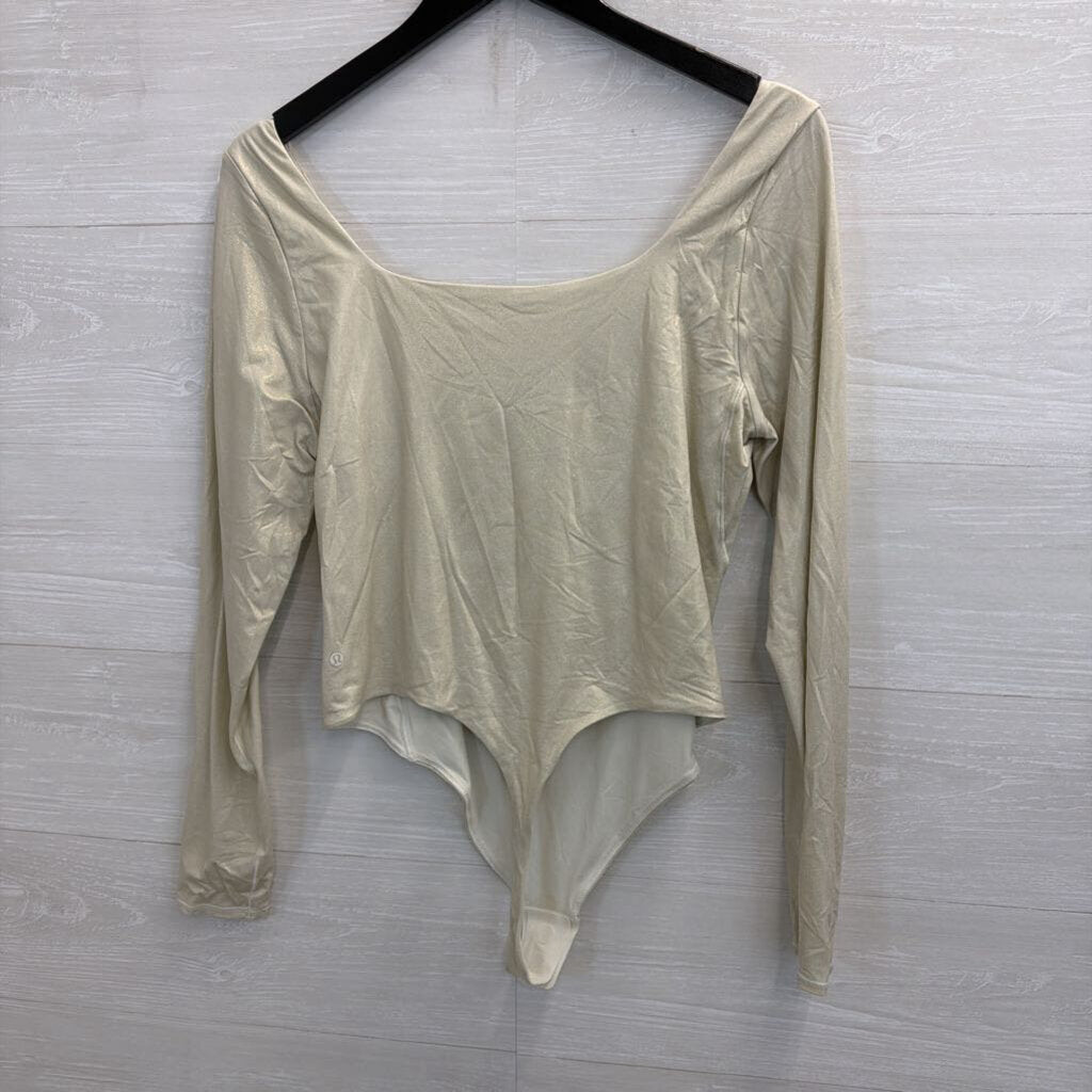 Lululemon Gold Shimmer Long Sleeve Nulu Bodysuit Extra Large