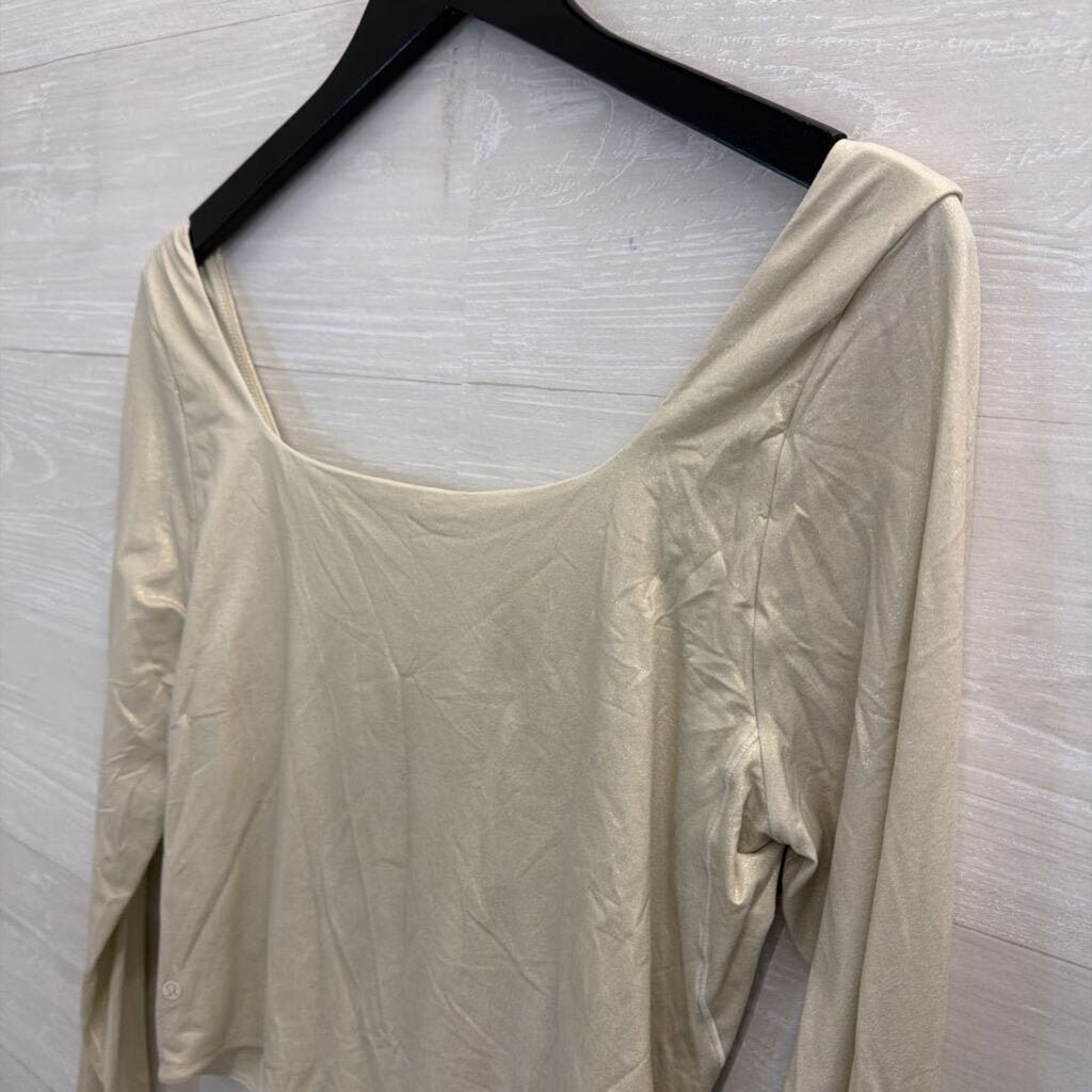 Lululemon Gold Shimmer Long Sleeve Nulu Bodysuit Extra Large