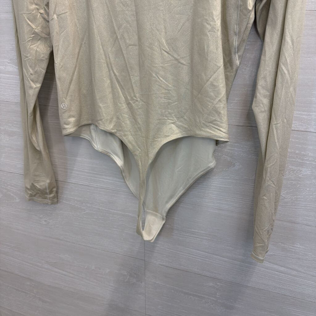 Lululemon Gold Shimmer Long Sleeve Nulu Bodysuit Extra Large