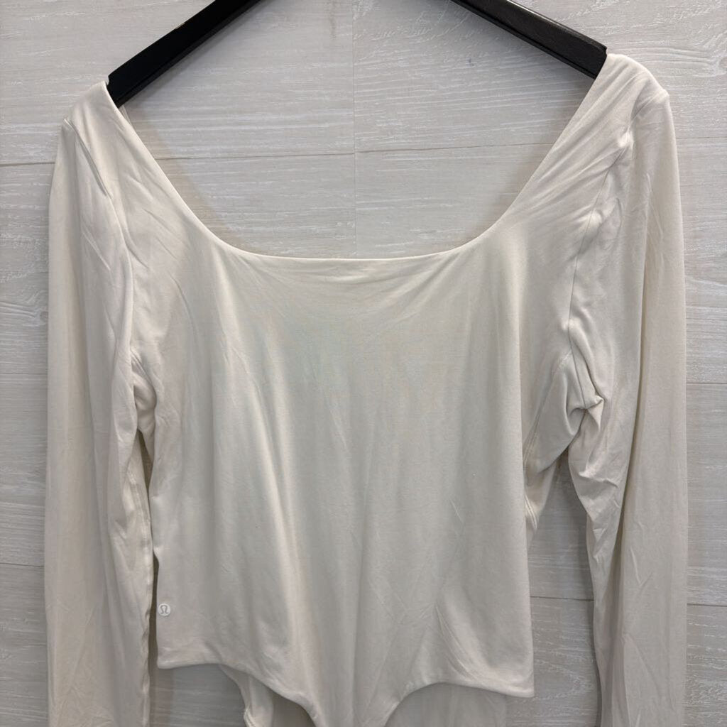 Lululemon White Long Sleeve Nulu Bodysuit Extra Large