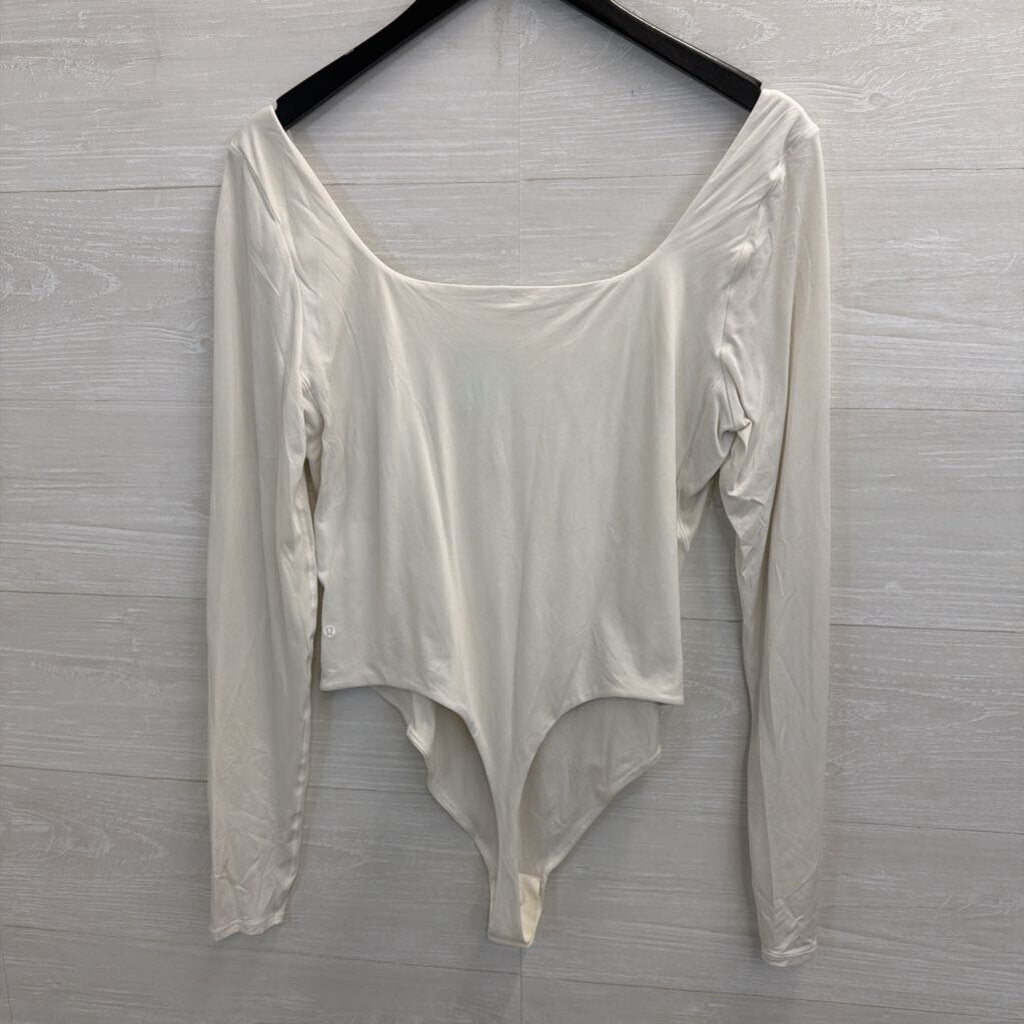 Lululemon White Long Sleeve Nulu Bodysuit Extra Large
