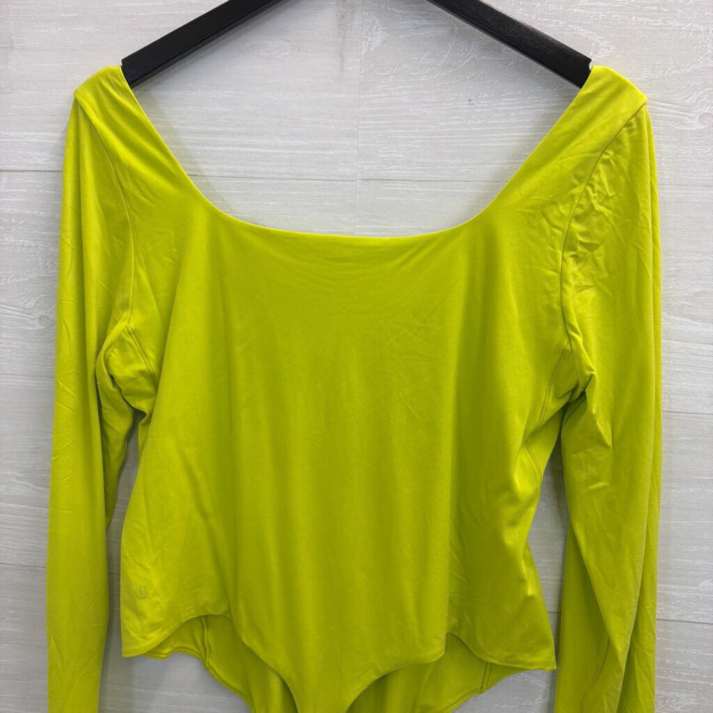 Lululemon Neon Green Long Sleeve Nulu Bodysuit Extra Large