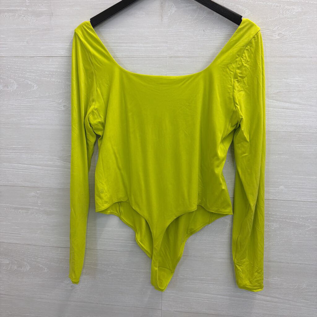 Lululemon Neon Green Long Sleeve Nulu Bodysuit Extra Large