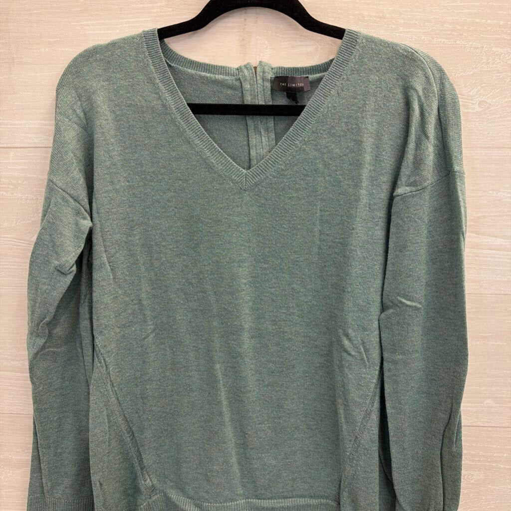 The Limited Green Knit Long Sleeve V Neck Sweater Top Large