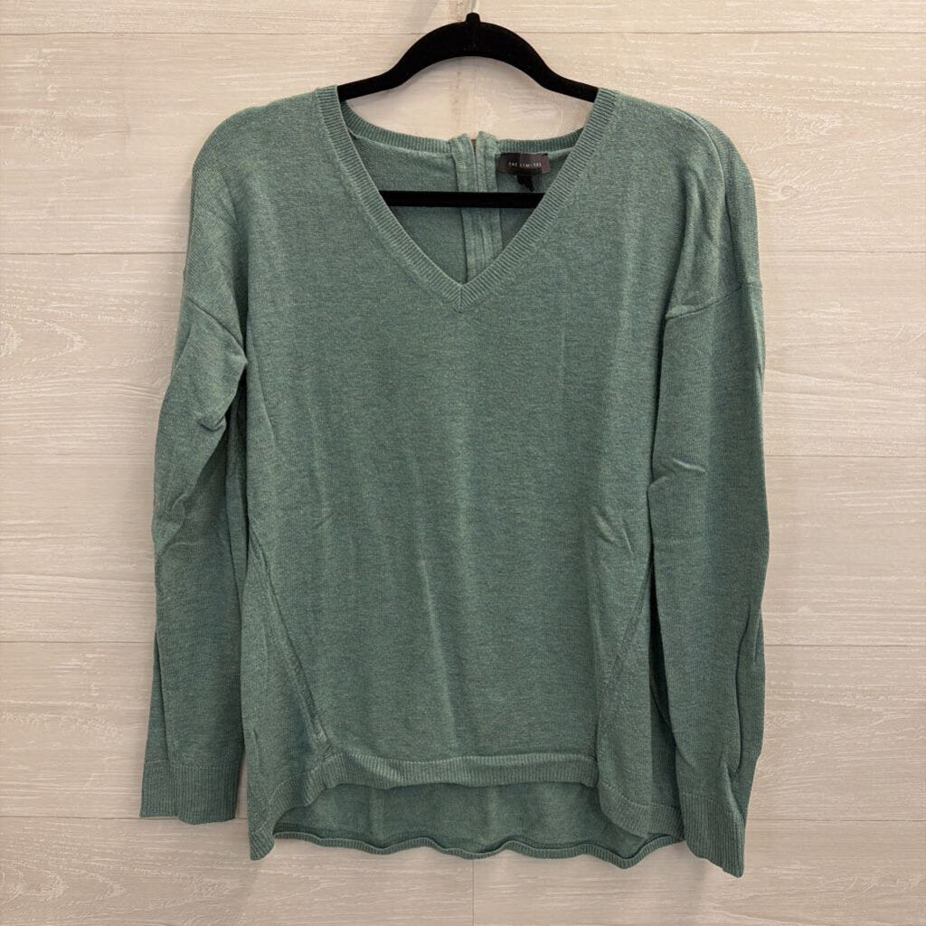 The Limited Green Knit Long Sleeve V Neck Sweater Top Large