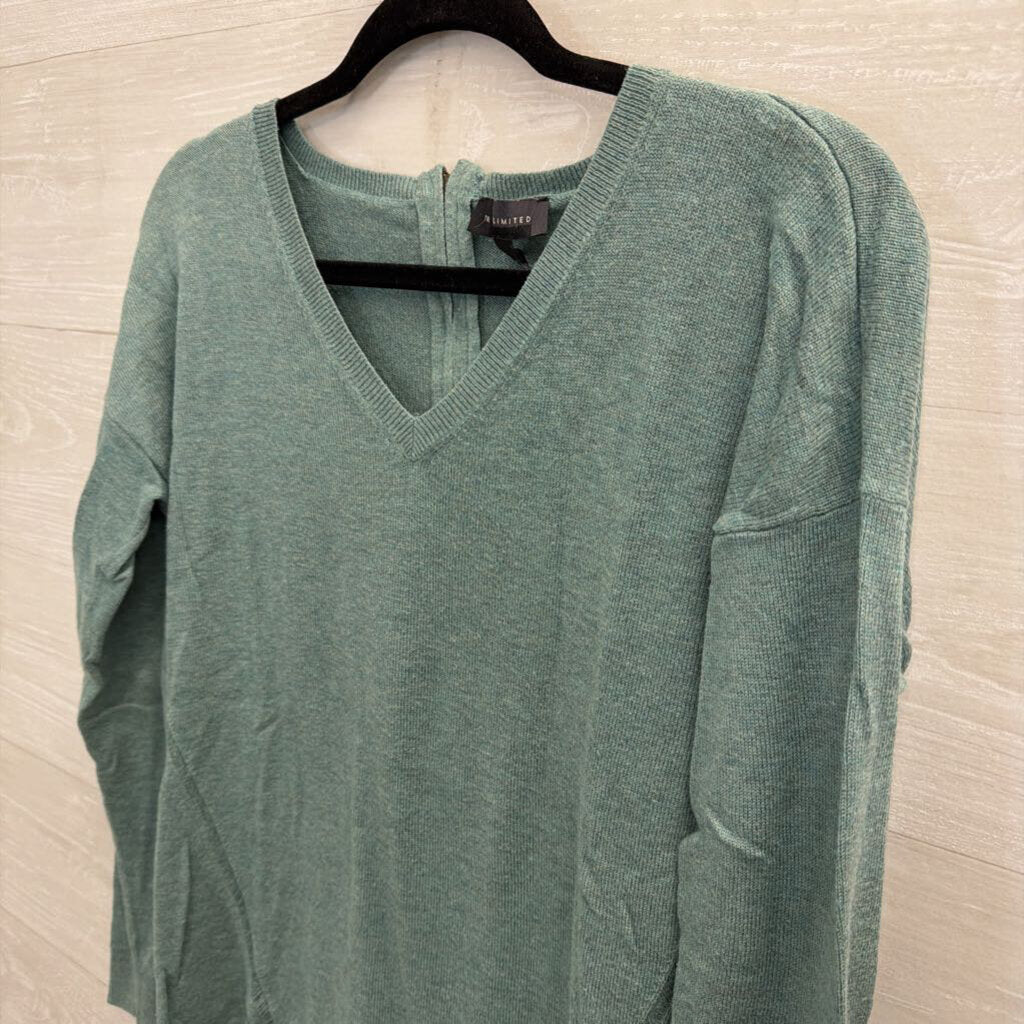 The Limited Green Knit Long Sleeve V Neck Sweater Top Large