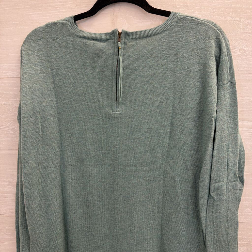 The Limited Green Knit Long Sleeve V Neck Sweater Top Large