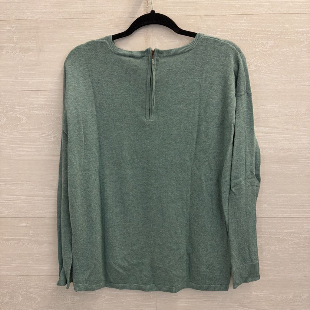 The Limited Green Knit Long Sleeve V Neck Sweater Top Large