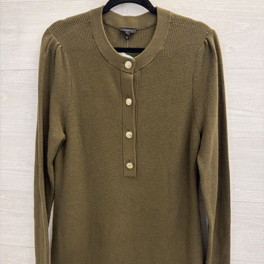 Talbots Green Knit Button Front Detail Long Sleeve Sweater Dress Large