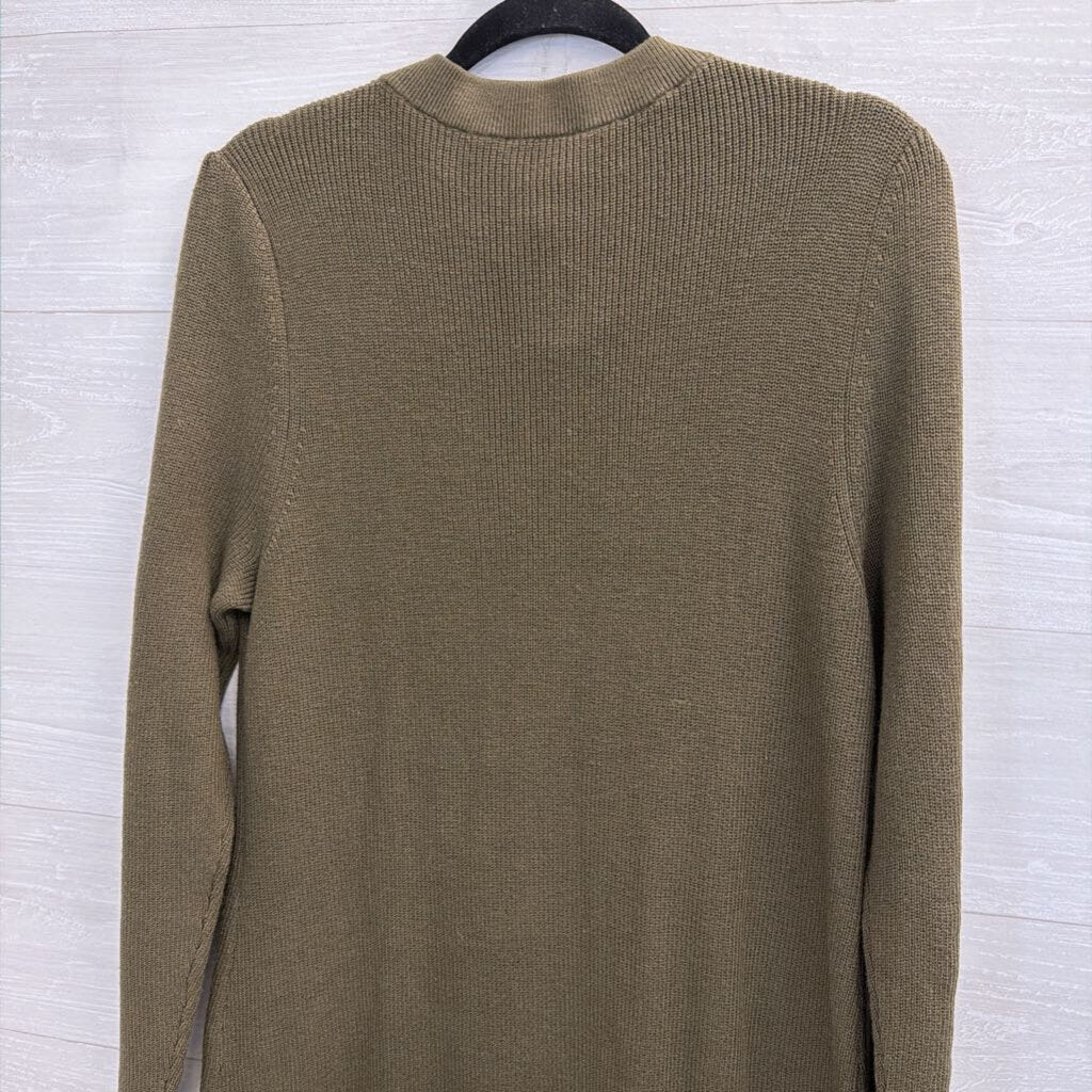 Talbots Green Knit Button Front Detail Long Sleeve Sweater Dress Large
