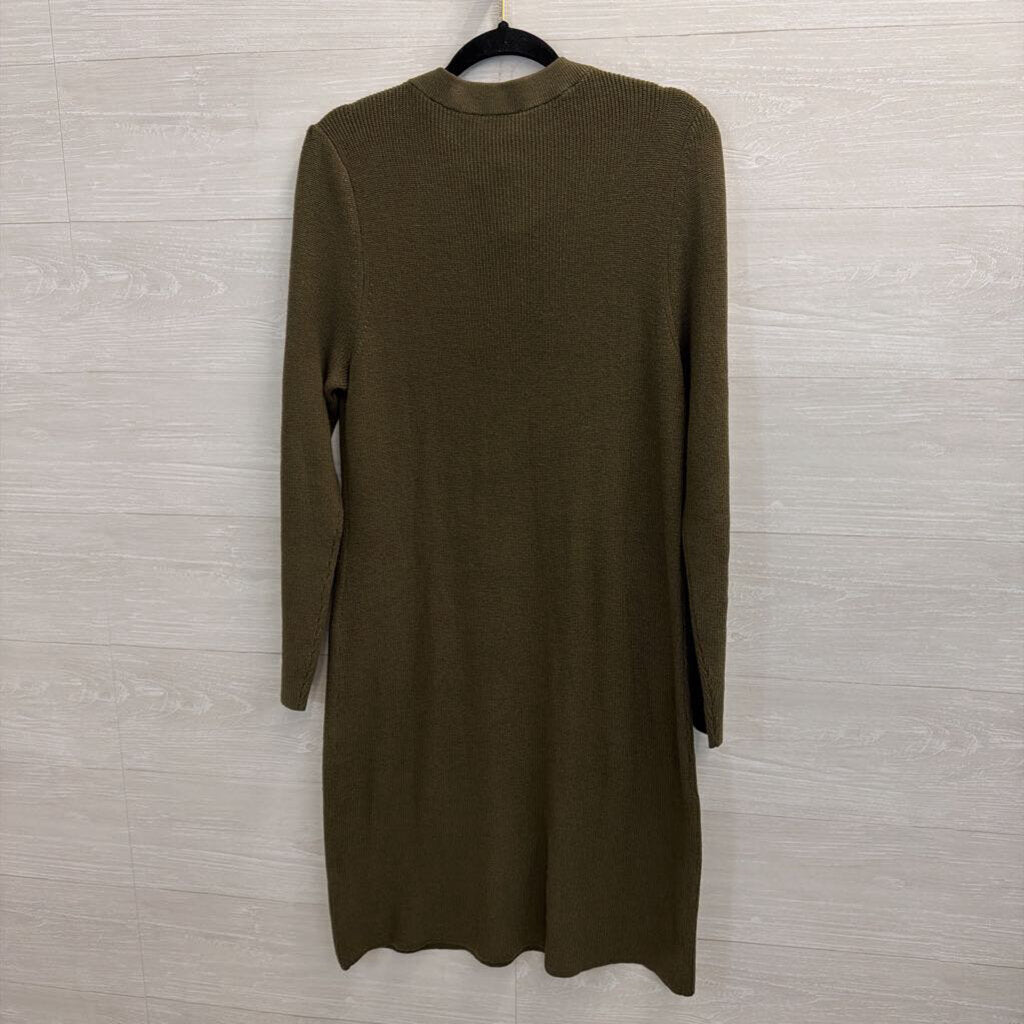Talbots Green Knit Button Front Detail Long Sleeve Sweater Dress Large