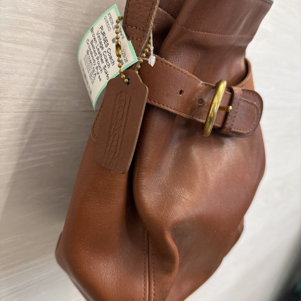 Vintage Coach Brown Leather SoHo Belted Pouch Crossbody Purse