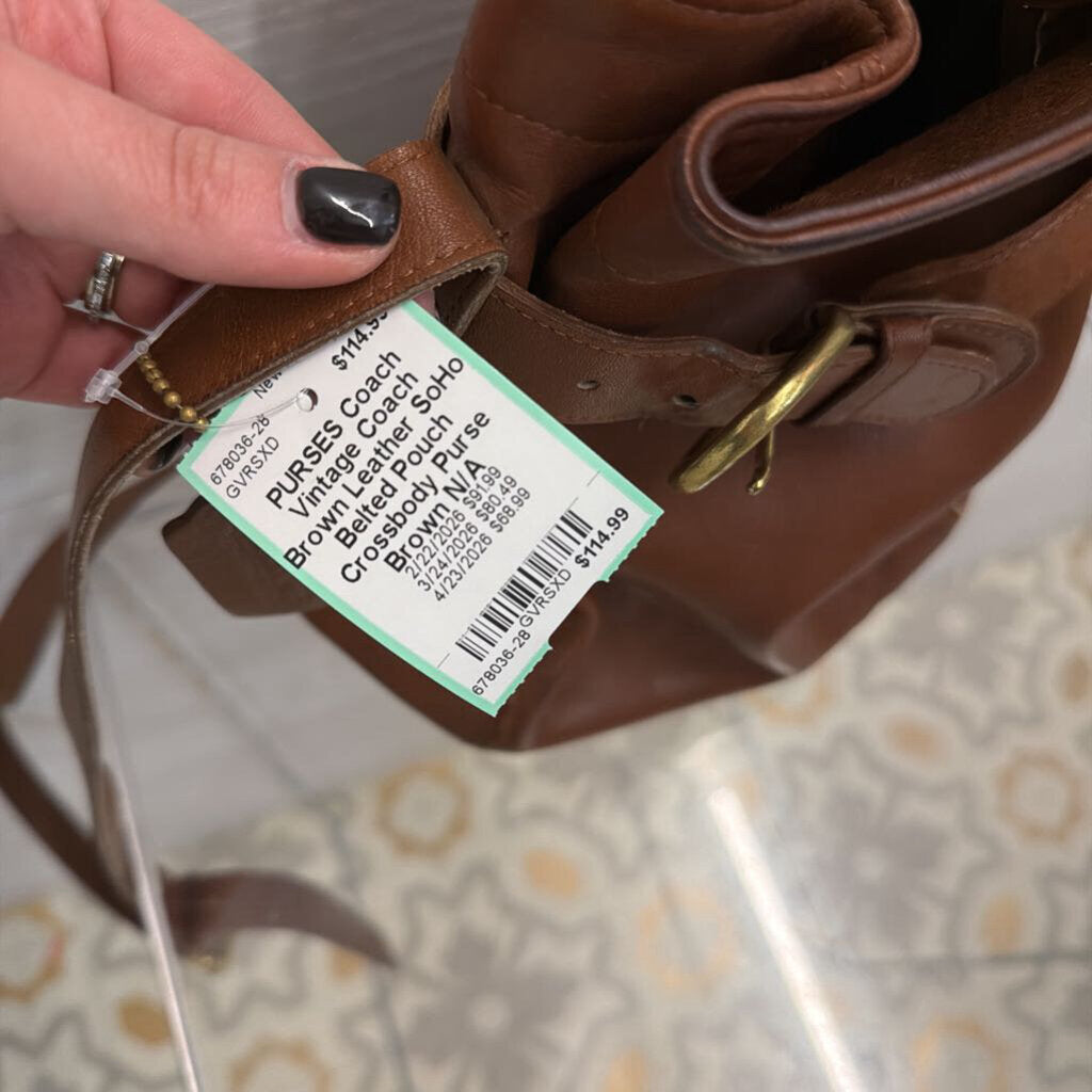 Vintage Coach Brown Leather SoHo Belted Pouch Crossbody Purse