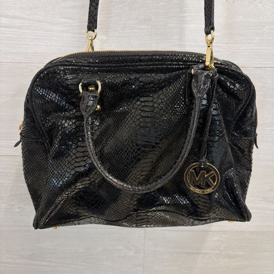 Michael Kors Black Snake Embossed Leather Shoulder Purse