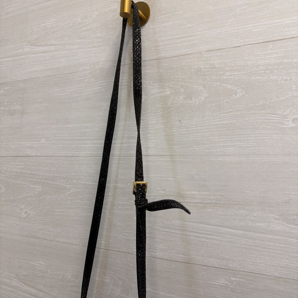 Michael Kors Black Snake Embossed Leather Shoulder Purse