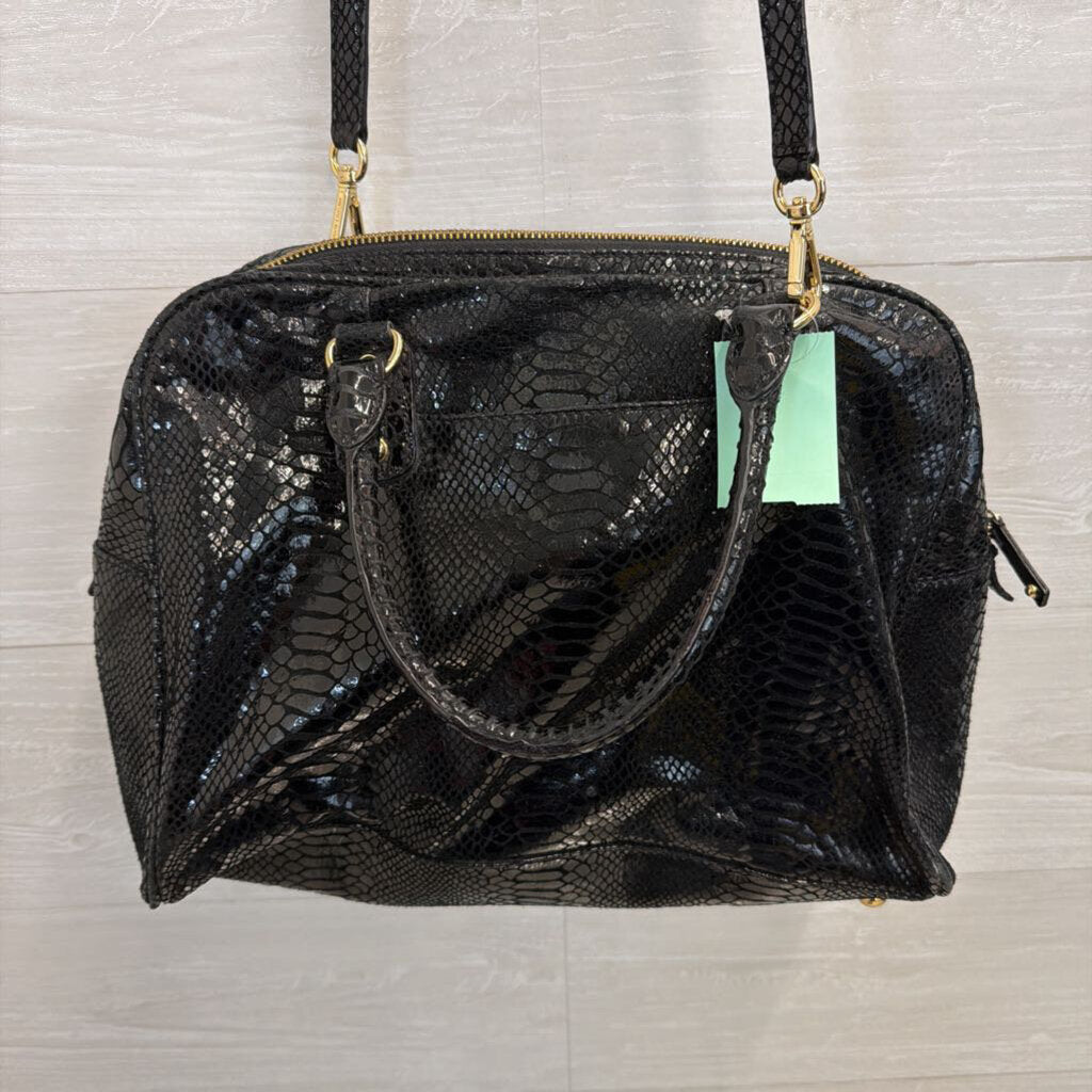 Michael Kors Black Snake Embossed Leather Shoulder Purse