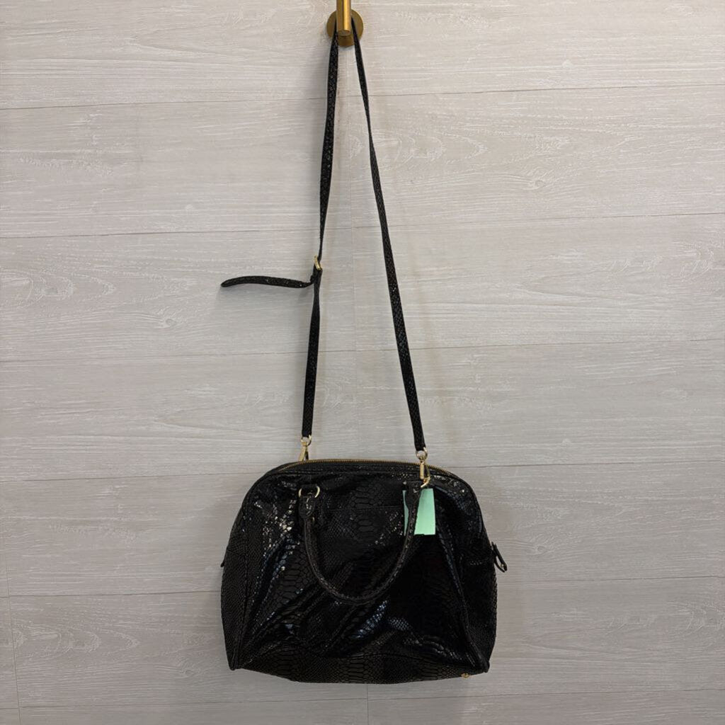 Michael Kors Black Snake Embossed Leather Shoulder Purse