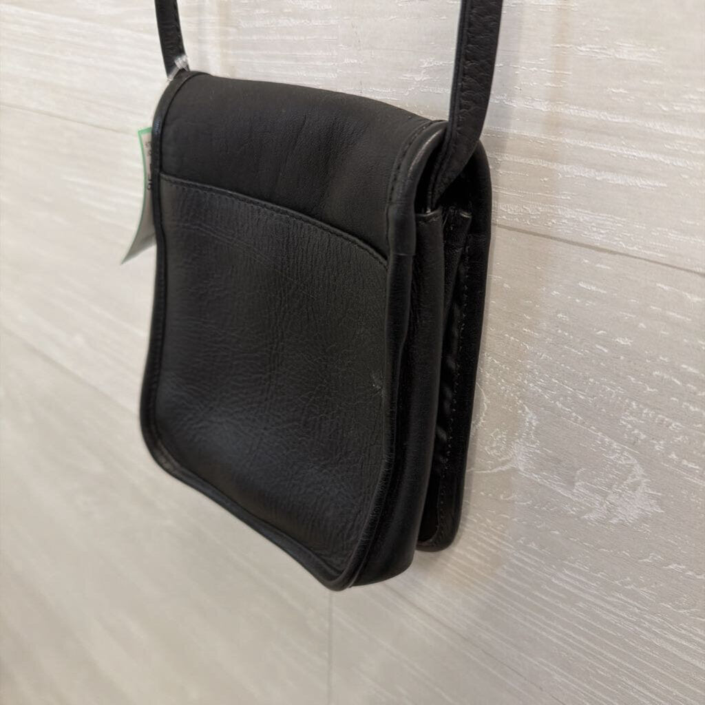 Le Donne Black Flap Over Mini Crossbody Purse