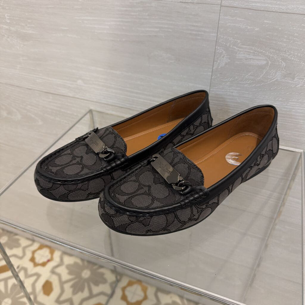 Coach Black/ Grey Roccasin Signature Jacquard Loafers 7.5