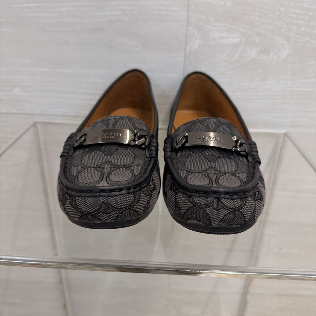 Coach Black/ Grey Roccasin Signature Jacquard Loafers 7.5