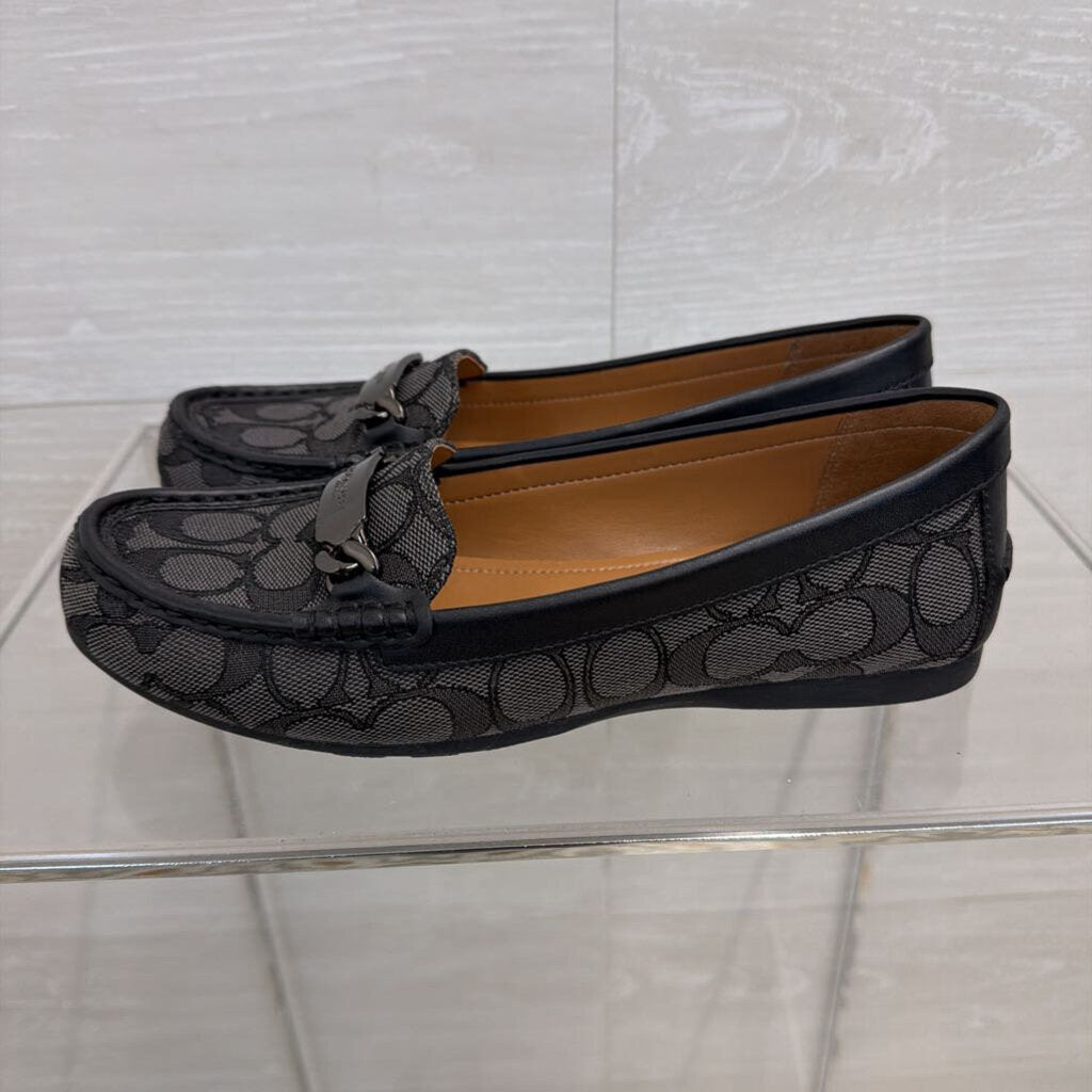 Coach Black/ Grey Roccasin Signature Jacquard Loafers 7.5