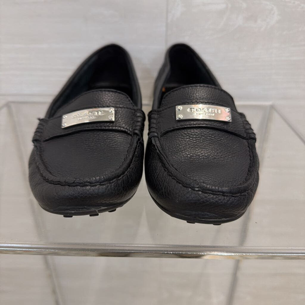 Coach Black Pebbled Leather Fredrica Loafers 7.5