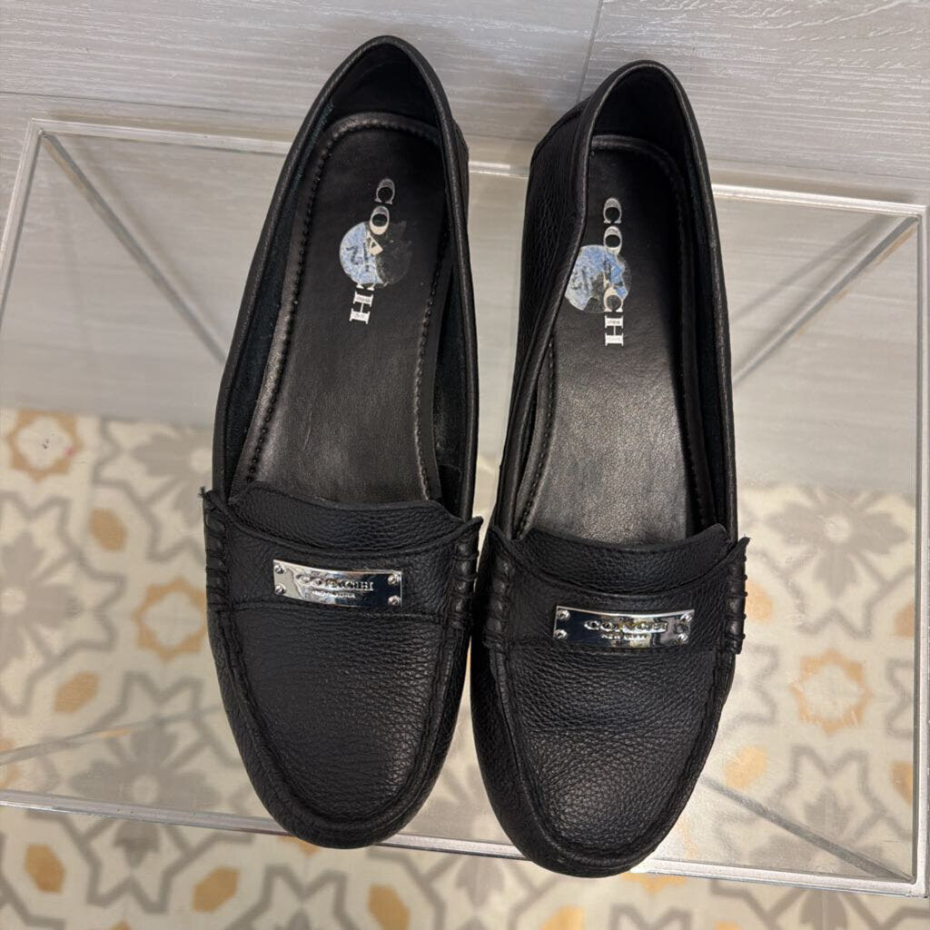 Coach Black Pebbled Leather Fredrica Loafers 7.5