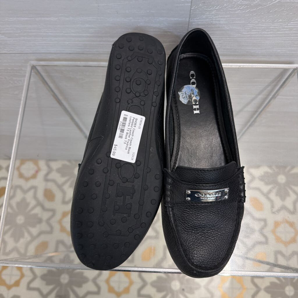 Coach Black Pebbled Leather Fredrica Loafers 7.5
