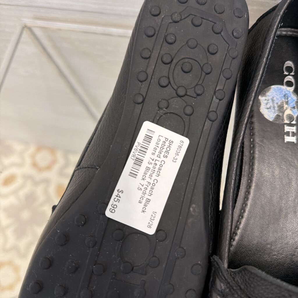 Coach Black Pebbled Leather Fredrica Loafers 7.5