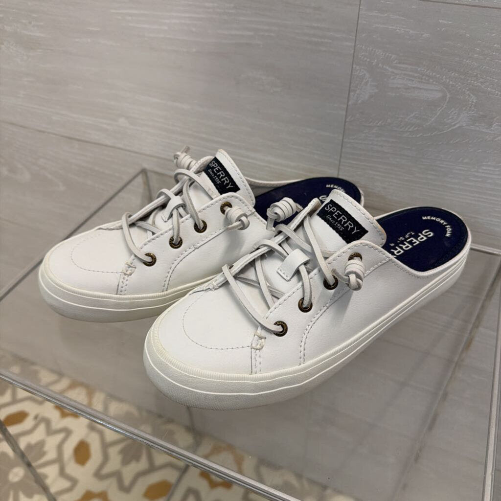 Sperry White Leather Crest Vibe Mule Sneakers 7.5