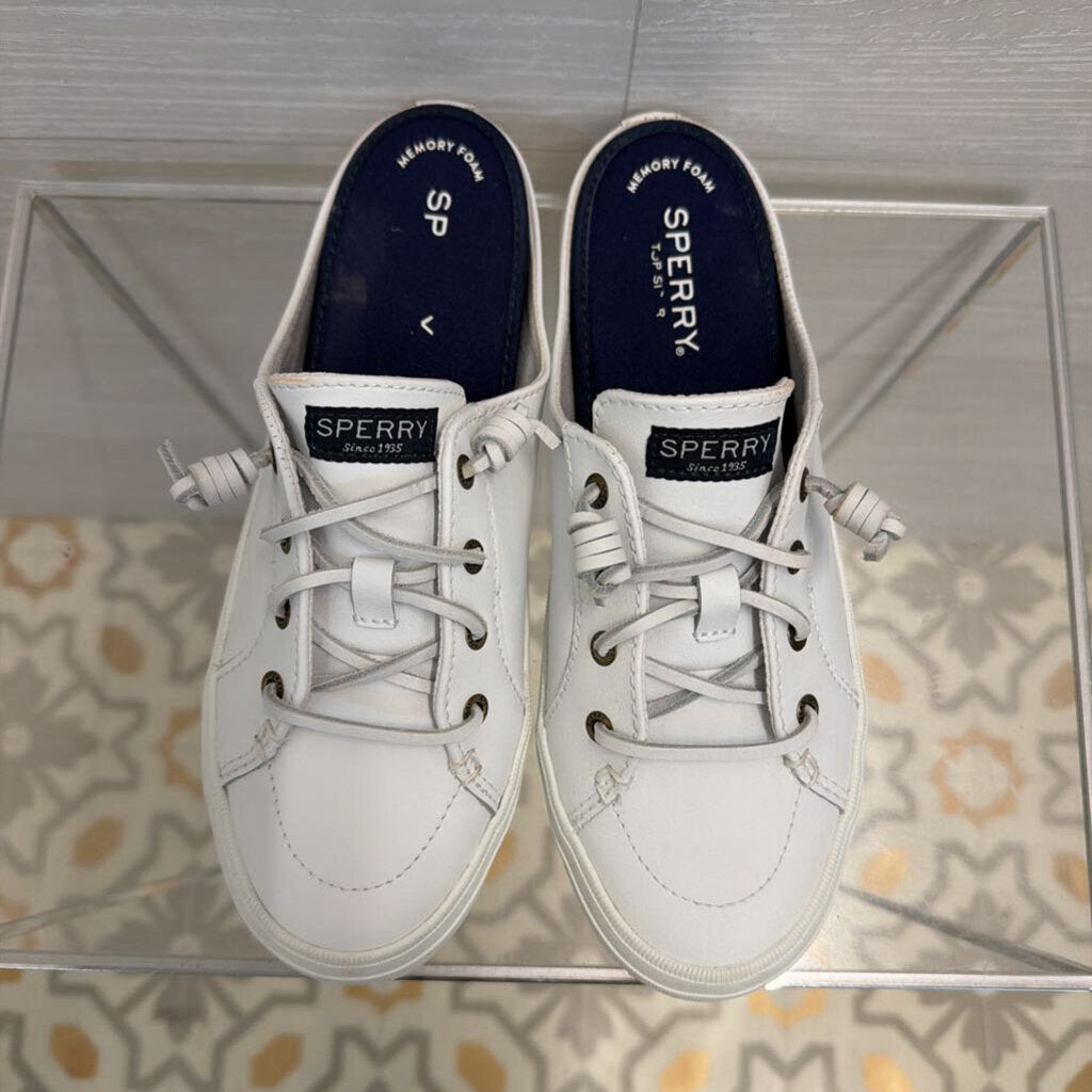 Sperry White Leather Crest Vibe Mule Sneakers 7.5