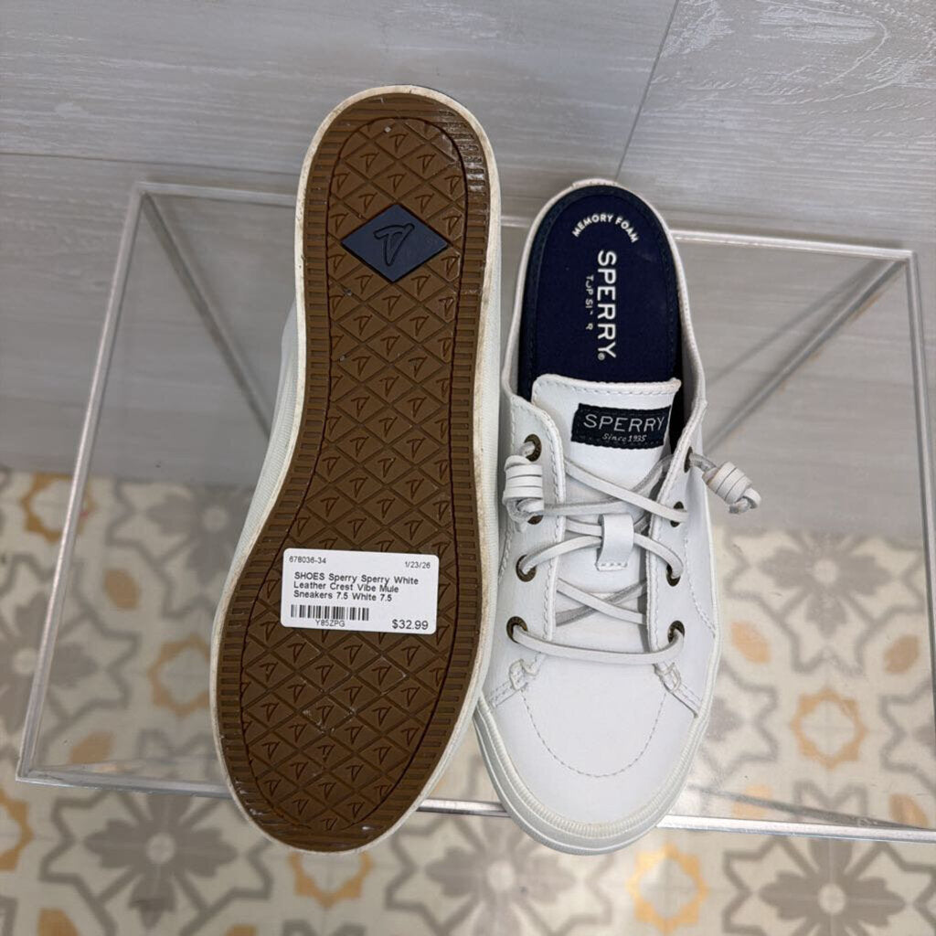 Sperry White Leather Crest Vibe Mule Sneakers 7.5