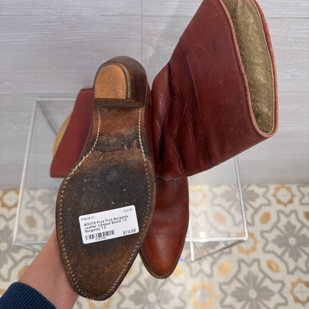 Frye Burgundy Leather Campus Boots 7.5