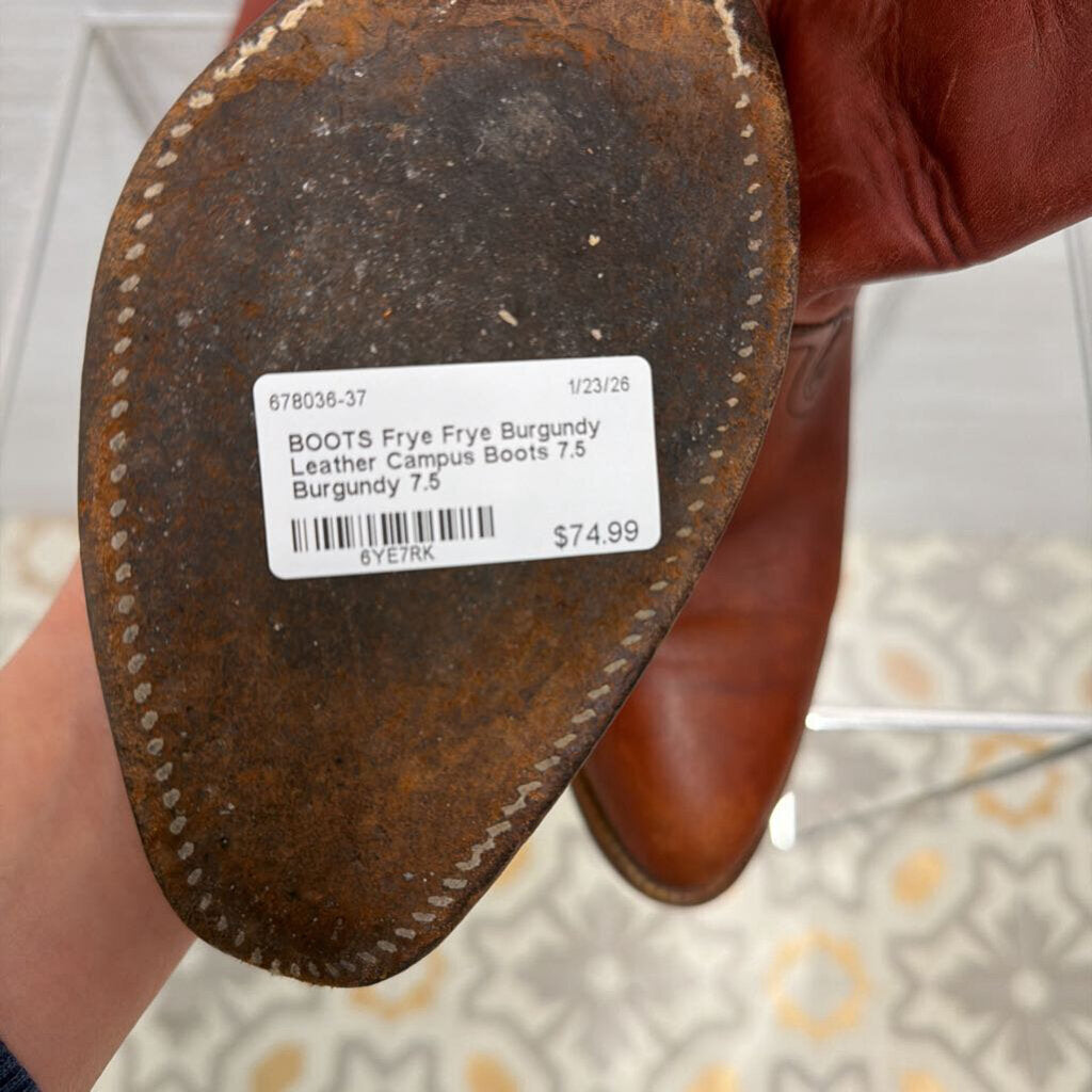 Frye Burgundy Leather Campus Boots 7.5