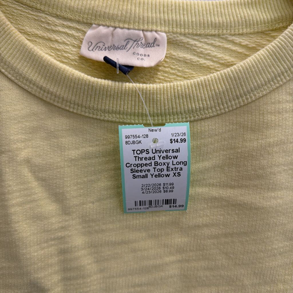 Yellow Cropped Boxy Long Sleeve Top Extra Small