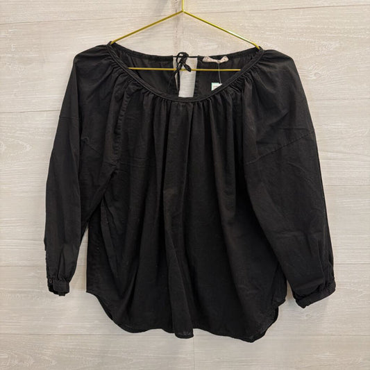 Everlane Black Long puff Sleeve Top 2