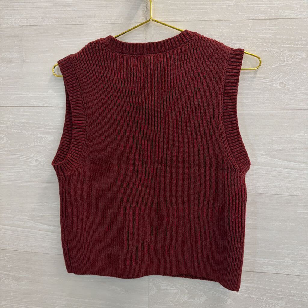 Moon and Madison Burgundy Knit Gold Button Sweater Vest Small