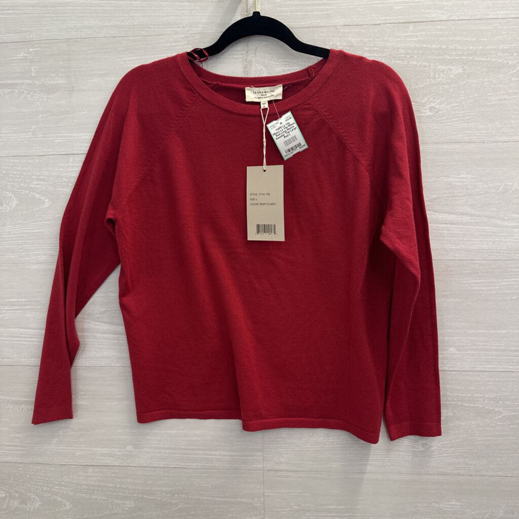 La Vila Milano Red Long Sleeve Sweater Top Large