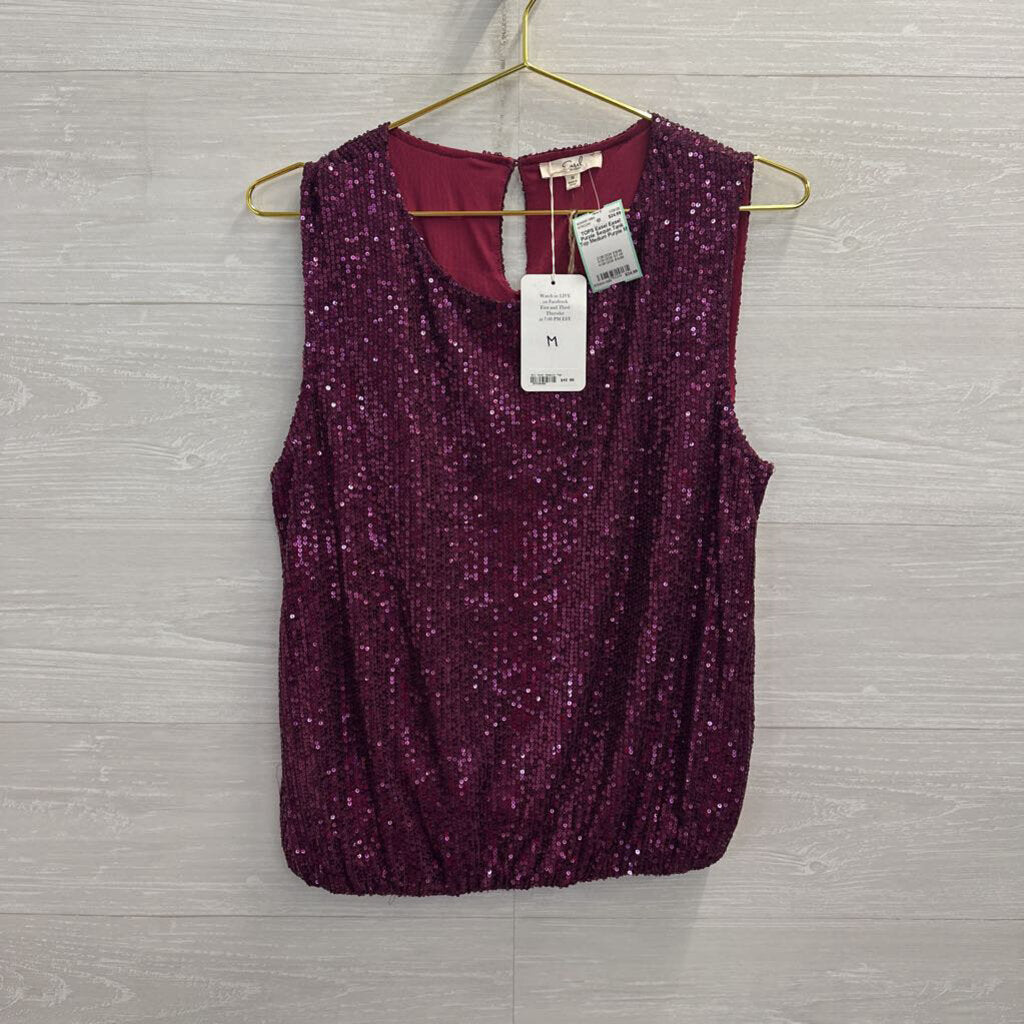 Easel Purple Sequin Tank Top Medium