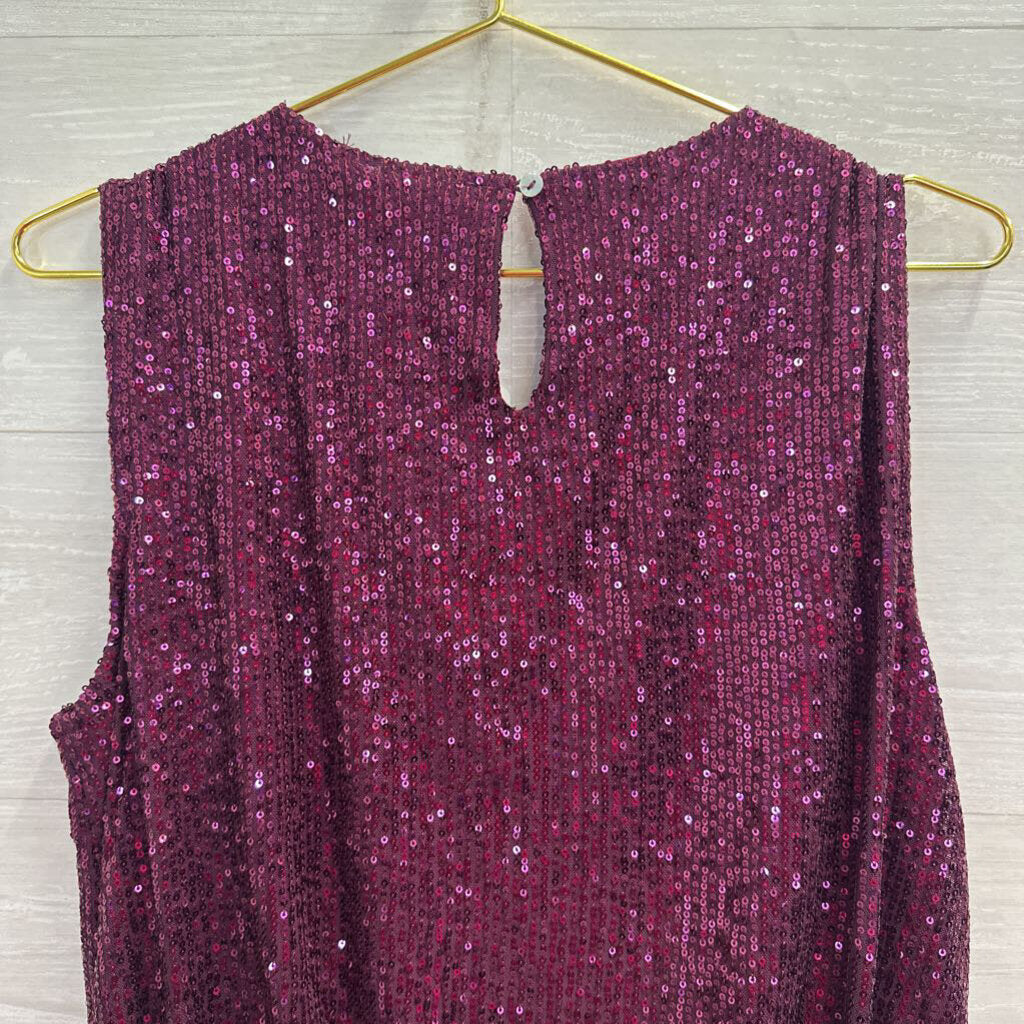 Easel Purple Sequin Tank Top Medium
