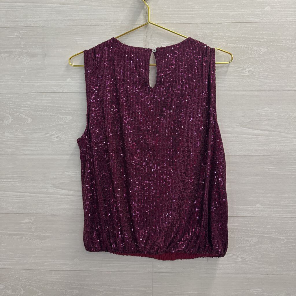 Easel Purple Sequin Tank Top Medium