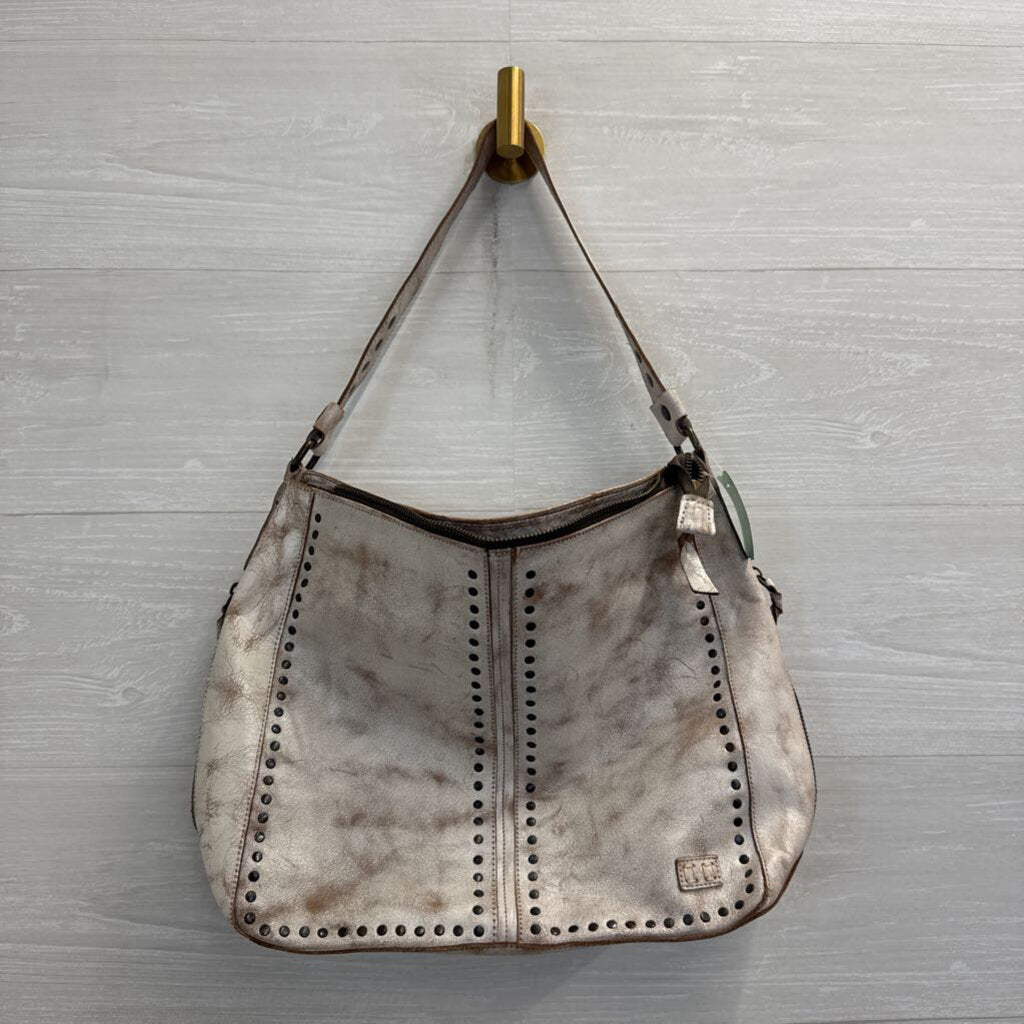 Bed Stu Cream/ Brown Leather Packet LTC Shoulder Tote Purse