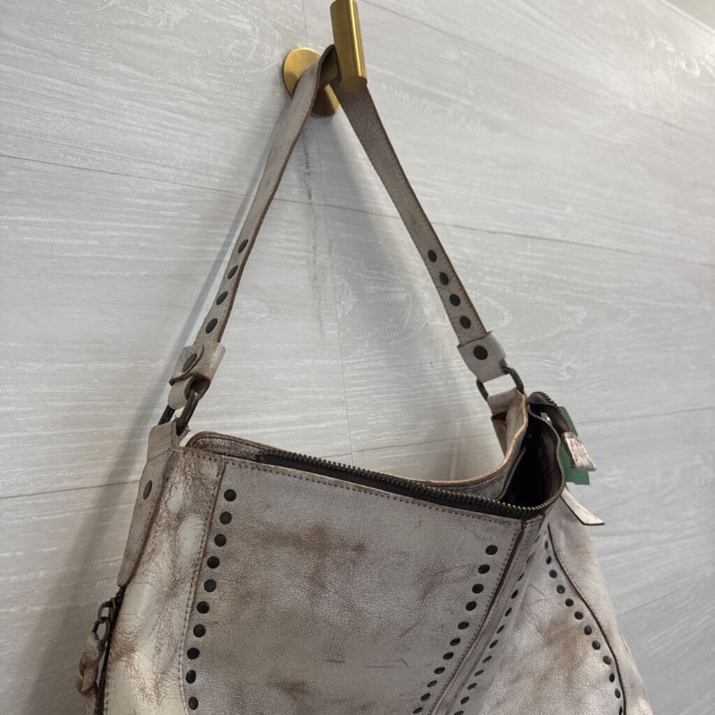 Bed Stu Cream/ Brown Leather Packet LTC Shoulder Tote Purse